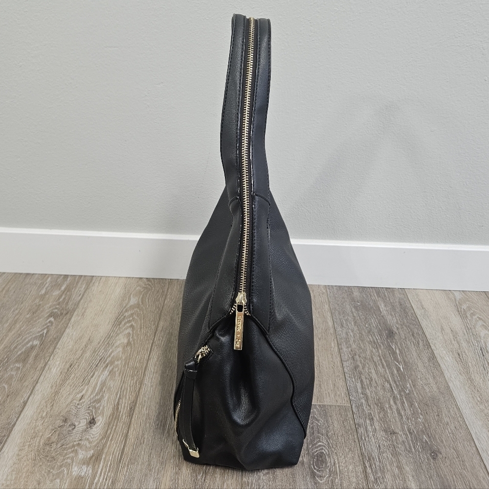 Olivia & Joy Faux Leather Multi Zipper Large Shoulder Bag Tote Black Women's - Picture 5 of 14